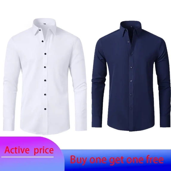 6xl New Spring and summer elastic force non-iron men's long-sleeved business casual shirt solid color mercerized vertical shirt
