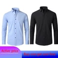 thumbnail image 1 of 6xl New Spring and summer elastic force non-iron men's long-sleeved business casual shirt solid color mercerized vertical shirt, 1 of 6