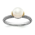 thumbnail image 1 of 7.0-7.5mm White Freshwater Cultured Pearl Sterling Silver and 14kt Gold Ring, 1 of 7