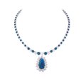 thumbnail image 1 of 7.0 CT PEAR Shape Sapphire & Diamond Necklace,Silver Necklace,Sapphire Wedding Necklace,14k Gold Plated Over Necklace,Valentine Gift For Her, 1 of 4