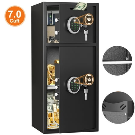 7.0 Cu ft Extra Large Home Safe Box Fireproof Waterproof, Digital Home Security Safe Box with Deposit Slot & Metal Storage Box, Soft Lining Money Safe with Backlit Keypad & Dual Alarm for Home Office