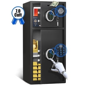 7.0 Cuft Extra Large Home Safe Box Fireproof Waterproof, Fingerprint Safe, Home Security Safes Box with Adjustable Shelf & Deposit Slot, Money Safes with Backlit Keypad & Dual Alarm for Home Office