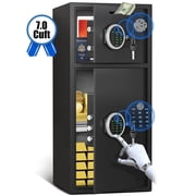 7.0 Cuft Extra Large Home Safe Box Fireproof Waterproof, Fingerprint Safe, Home Security Safes Box with Adjustable Shelf & Deposit Slot, Money Safes with Backlit Keypad & Dual Alarm for Home Office