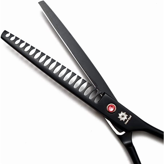 7.0 Inches Professional Pet Cat Dog Grooming Shears Scissors, Straight, Curved, Thinning/Blending/Chunking Scissors Kit (4-Set)