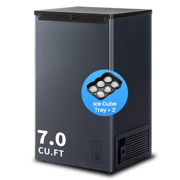 7.0 cu.ft Chest Freezer - Compact Deep Freezer with 7 Temperature Settings, Low Noise Operation, And Removable Basket, Ideal for Dorms, Apartments, And Home Kitchens.