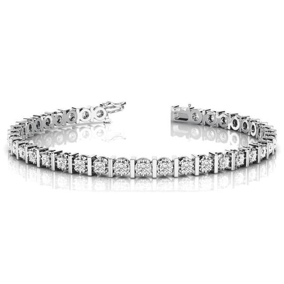7.00 CT 14K White Gold Round Cut Diamond Women Tennis Bracelet