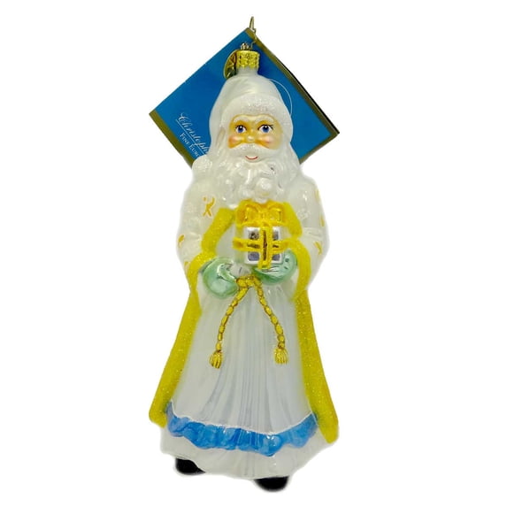 7.00In Cordial Caller, Glass, Ornament Santa Fleur De Lis 1012517