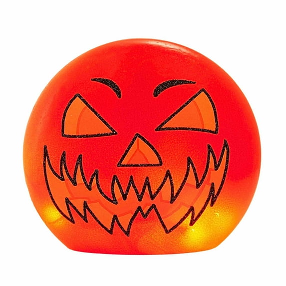 Stony Creek 7.00In Halloween Pre-Lit Round Orb Sm, Glass, Jack-O-Lantern Hsh2261 Solid