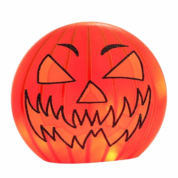 7.00In Halloween Pre-Lit Round Orb Sm, Glass, Jack-O-Lantern Hsh2261 Stripes