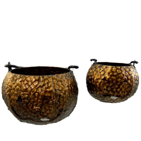 7.00In Jack O Lantern Set/ 2, Metal, Halloween Pumpkin 904788