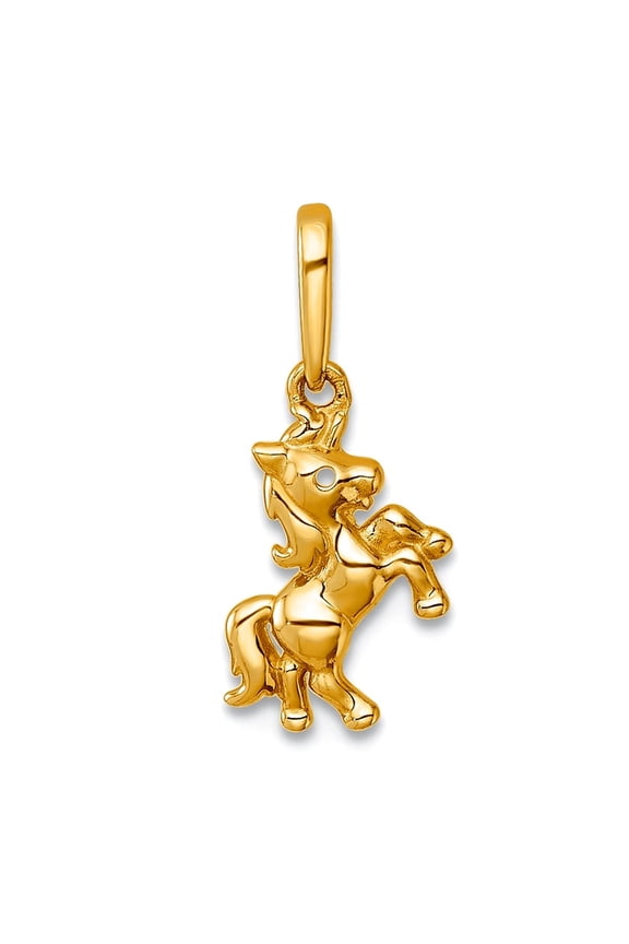 7.05mm 14k Solid Yellow Gold Polished Unicorn Pendant Necklace Pendant for Women - .4 Grams