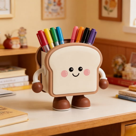 7.08In Cute Animation Snack Shaped Pen Container Desktop Storage Organizer Spacious Pen Holder for Back to School Student Supplies Office Desktop Organization Home Study Room Classroom Decor