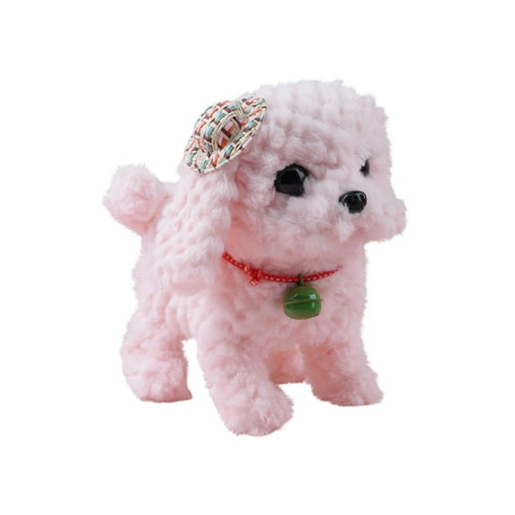 7.08Inch Walking Dog with Bell Interactive Electronic Pet Stuffed Animals Plush Toys, Perfect Birthday Christmas Valentines Anniversary Easter Holiday Gifts, Easter Basket Stuffers