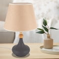 thumbnail image 1 of 7.08inch Modern Table Lamps Simple Grey for Living Room Bedroom Wood Cloth Light, 1 of 15