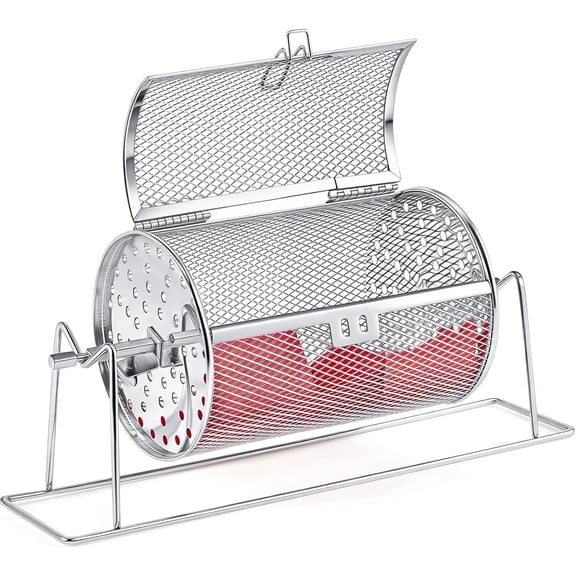 Willorana 1 Pack Silver Small Raffle Drum Ticket Holder, 7.09" x 4.72 inch Upgraded Spinning Cage with Stand, Holds 600 Tickets for Party Game Events