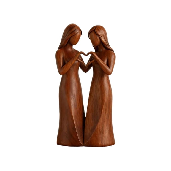 7.09in Resin 2/3/4/5/6 Sisters Figurine, Wood-Look Women Friendship Group Statue for Living Room Shelf and Home Display Decoration