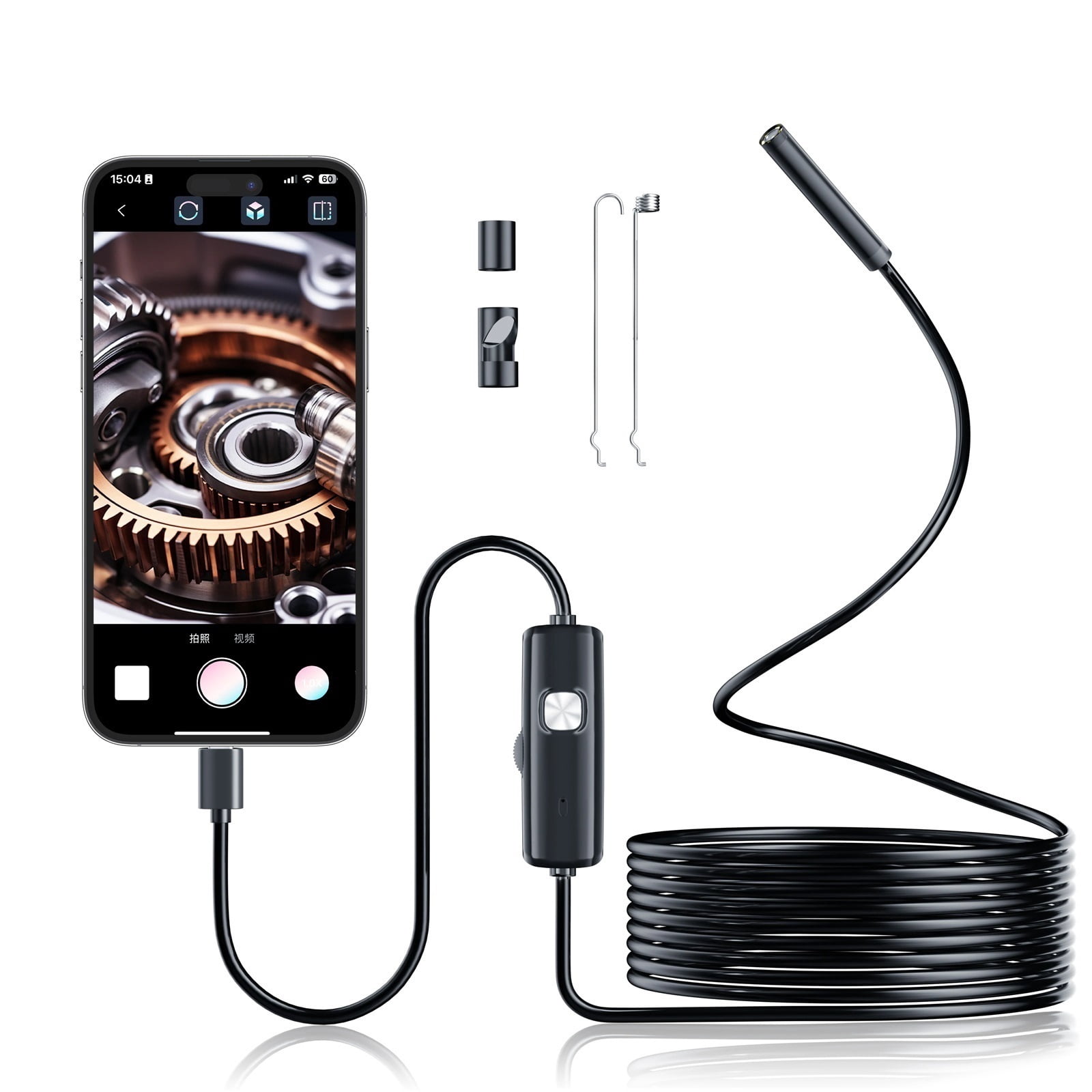 Endoscopy Camera Android 7.0MM TYPE-C Endoscope Camera IP67 Waterproof 6 LEDs Adjustable USB ...