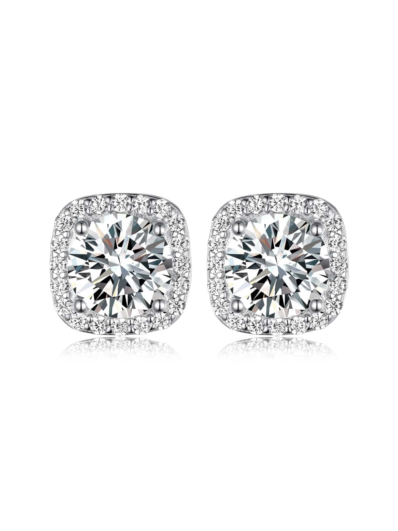 7.0mm Square Bezel Moissanite Stud Earrings - 2.4Ct Total D  display picture 1