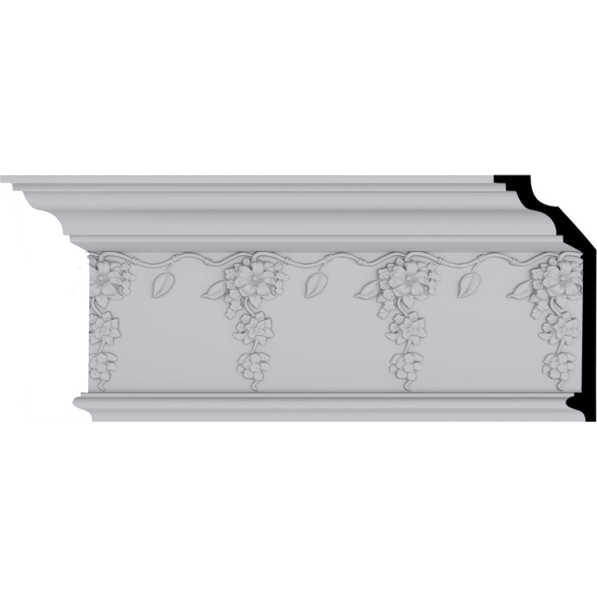 Primed Polyurethane Flower Drop Crown Moulding 94.5"