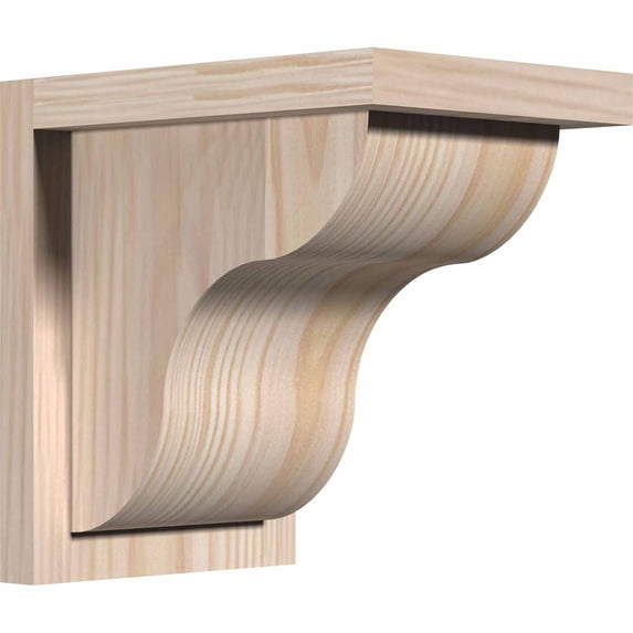 7 1/2"W x 10"D x 10"H Carmel Smooth Corbel w/Backplate, Douglas Fir