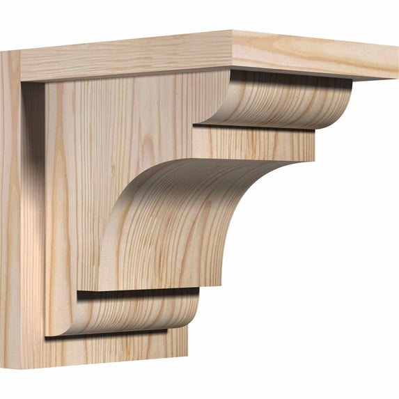 7 1/2"W x 10"D x 10"H New Brighton Smooth Corbel w/Backplate, Douglas Fir