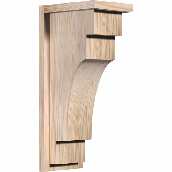 7 1/2"W x 10"D x 22"H Mediterranean Smooth Corbel w/Backplate, Douglas Fir