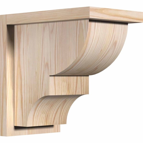 7 1/2"W x 12"D x 12"H Ridgewood Smooth Corbel w/Backplate, Douglas Fir