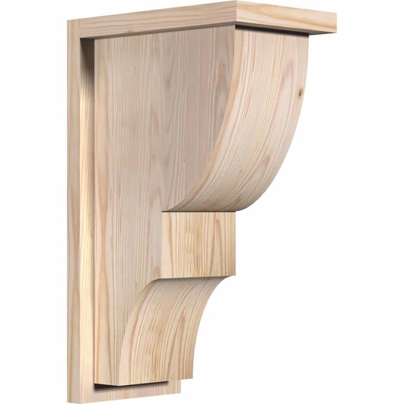 7 1/2"W x 12"D x 20"H Ridgewood Smooth Corbel w/Backplate, Douglas Fir