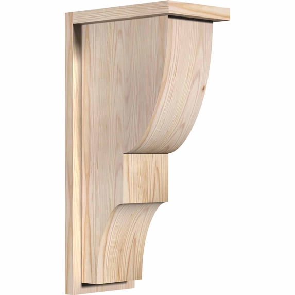 7 1/2"W x 12"D x 24"H Ridgewood Smooth Corbel w/Backplate, Douglas Fir