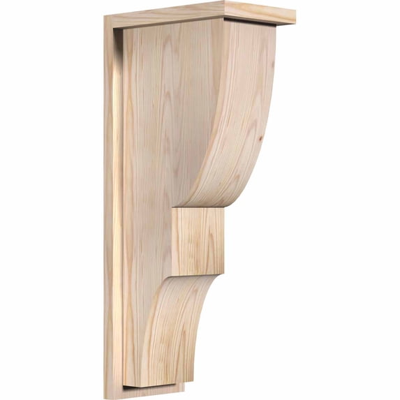 7 1/2"W x 12"D x 28"H Ridgewood Smooth Corbel w/Backplate, Douglas Fir