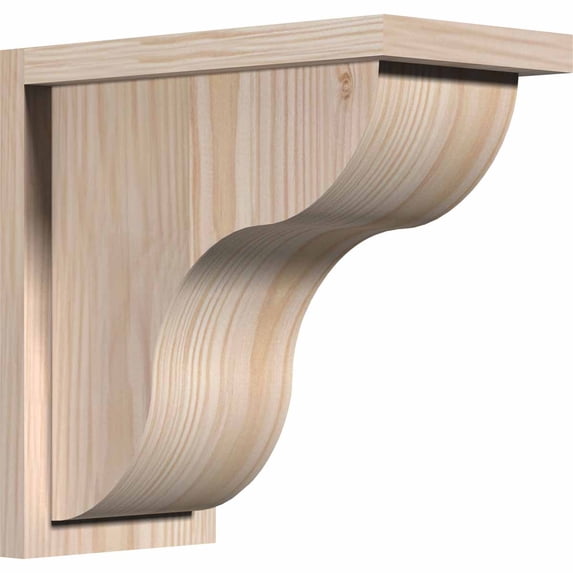 7 1/2"W x 14"D x 14"H Carmel Smooth Corbel w/Backplate, Douglas Fir