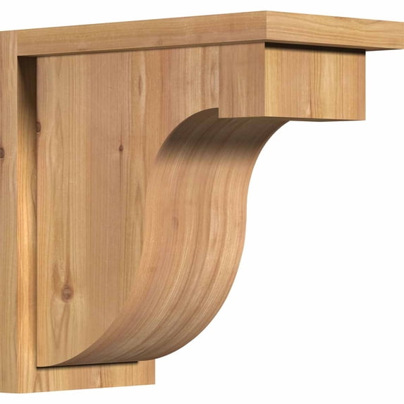 7 1/2"W x 14"D x 14"H Del Monte Smooth Corbel w/Backplate, Western Red Cedar