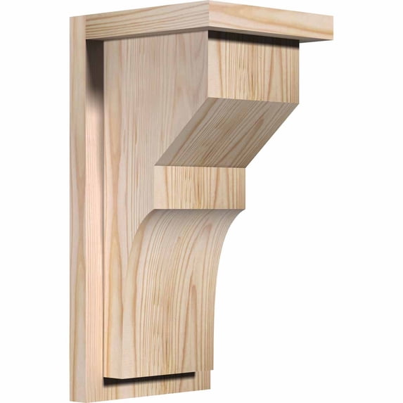 7 1/2"W x 8"D x 16"H Monterey Smooth Corbel w/Backplate, Douglas Fir