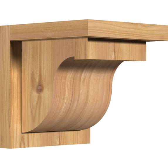 7 1/2"W x 8"D x 8"H Del Monte Smooth Corbel w/Backplate, Western Red Cedar