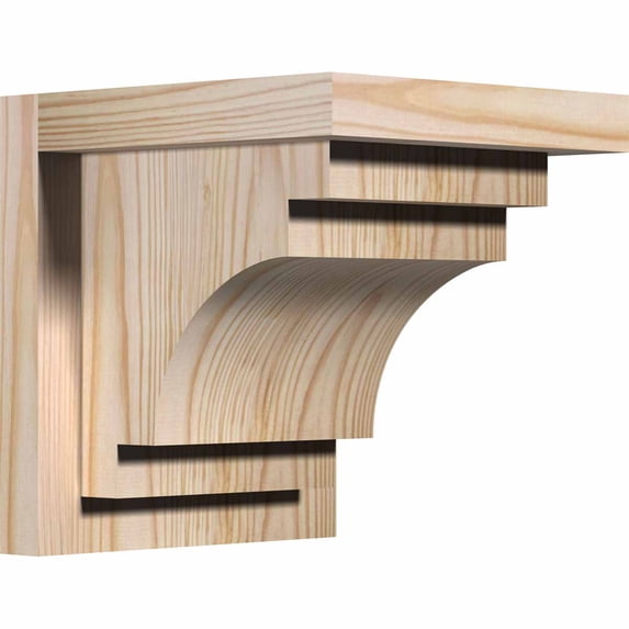 7 1/2"W x 8"D x 8"H Mediterranean Smooth Corbel w/Backplate, Douglas Fir