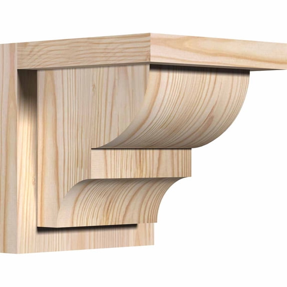 7 1/2"W x 8"D x 8"H Ridgewood Smooth Corbel w/Backplate, Douglas Fir
