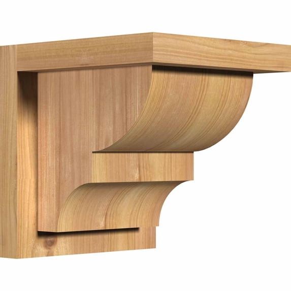 7 1/2"W x 8"D x 8"H Ridgewood Smooth Corbel w/Backplate, Western Red Cedar