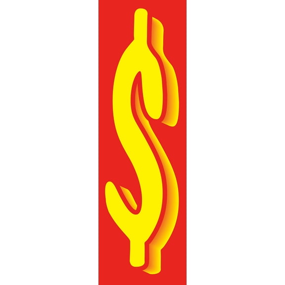 SSWBasics 7 1/2" Windshield Numbers And Symbols - Red/Yellow - "$" - 4 1/4ʺW x 7 1/2ʺH - Pack of 12
