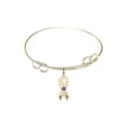 thumbnail image 1 of 7 1/2 inch Round Double Loop Bangle Bracelet w/ Cancer Awareness medal charm w/ February Purple Swarovski Crystal, 1 of 3