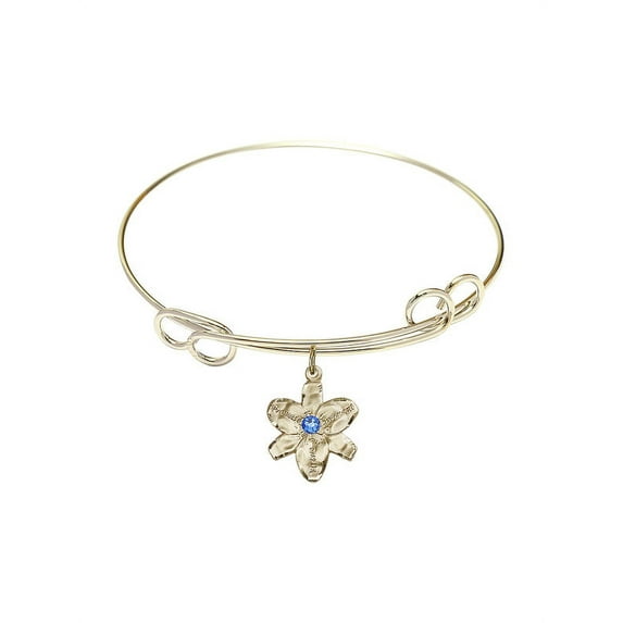 7 1/2 inch Round Double Loop Bangle Bracelet w/ Chastity medal charm w/ November Yellow Swarovski Crystal