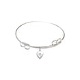 thumbnail image 1 of 7 1/2 inch Round Double Loop Bangle Bracelet w/ Heart medal charm w/ March Blue Swarovski Crystal, 1 of 3