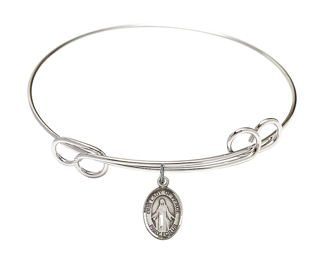 Sterling Silver Peace Sign Beaded Stretch Bracelet - Handmade Elastic Bangle - View #11