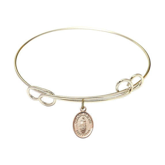 7 1/2 inch Round Double Loop Bangle Bracelet w/ Our Lady of Tears in Gold-Filled