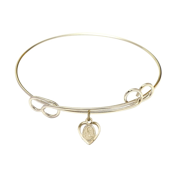 7 1/2 inch Round Double Loop Bangle Bracelet w/ Scapular in Gold-Filled