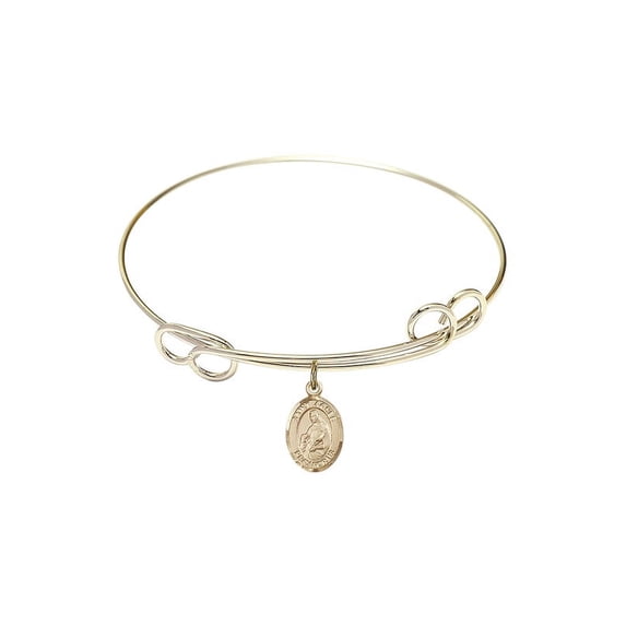 7 1/2 inch Round Double Loop Bangle Bracelet w/ St. Agnes of Rome in Gold-Filled