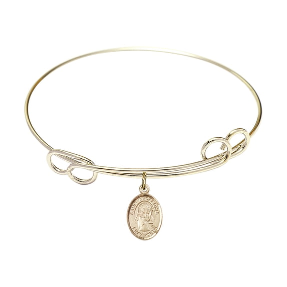 7 1/2 inch Round Double Loop Bangle Bracelet w/ St. Apollonia in Gold-Filled
