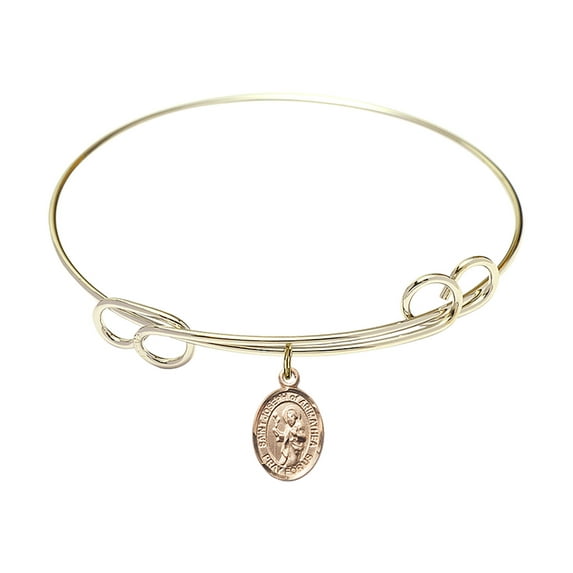 7 1/2 inch Round Double Loop Bangle Bracelet w/ St. Joseph of Arimathea in Gold-Filled