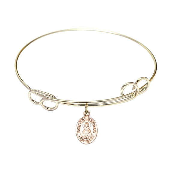 7 1/2 inch Round Double Loop Bangle Bracelet w/ St. Lydia Purpuraria in Gold-Filled