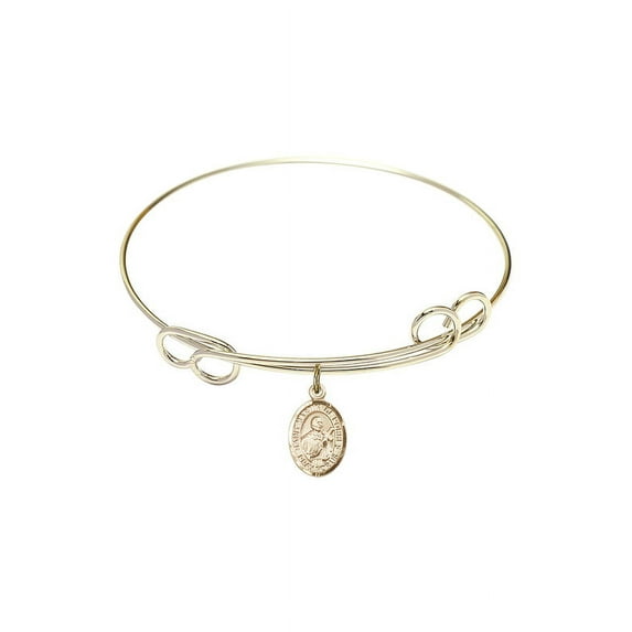 7 1/2 inch Round Double Loop Bangle Bracelet w/ St. Martin de Porres in Gold-Filled