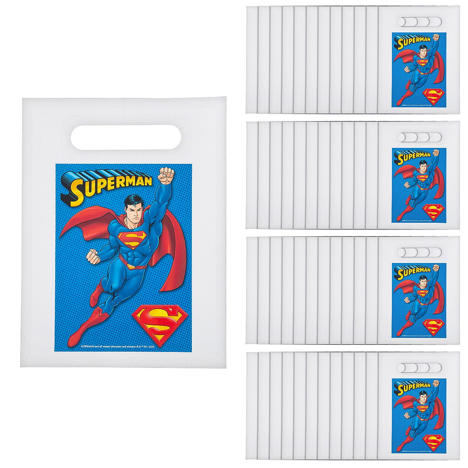 7 1/2" x 10" Bulk 50 Pc. DC Comics Superman Party Favor Bags with Cutout Handles